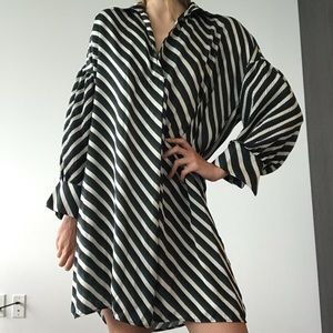 ZARA Long-sleeve Satin Shirt Dress